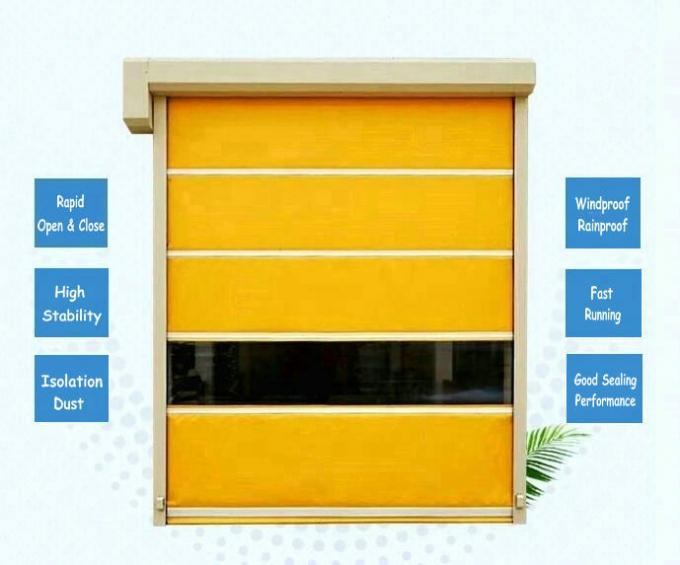 Υψηλός - πλαστική γρήγορα κυλώντας πόρτα παραθυρόφυλλων PVC ποιοτικής υψηλής ταχύτητας για το εργοστάσιο/το γκαράζ